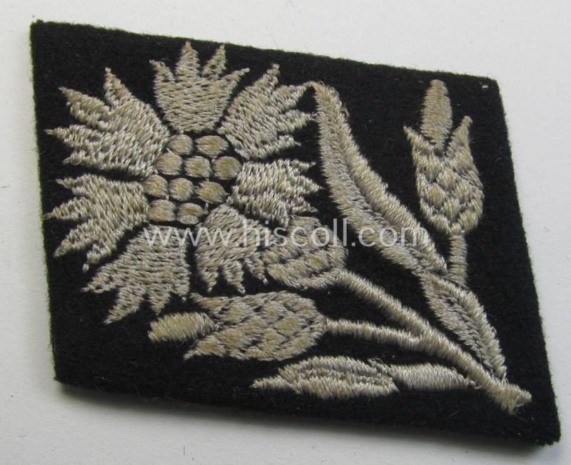 Attractive, Waffen-SS - so-called: 'RzM-styled' - enlisted-mens'- (ie. NCO-) type collar-tab as was intended for usage by soldiers ie. NCOs of the: '22. SS-Freiwilligen-Kavallerie-Division' (ie. sometimes referred to as: 