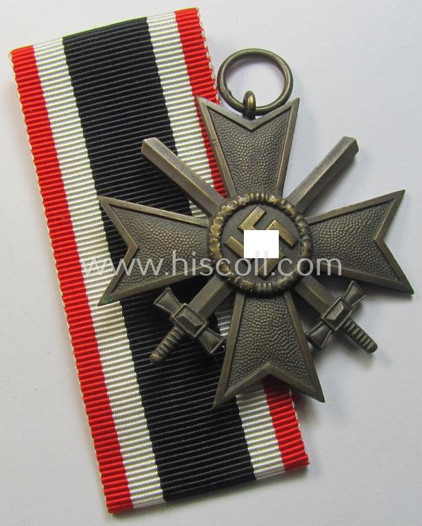 Medal-set: 'KvK II. Klasse mit Schwertern' being a clearly maker- (ie. '127'-) marked- (and/or 'Buntmetall'-based) specimen that came together with its original, full-length and non-confectioned' ribbon (ie. 'Bandabschnitt')