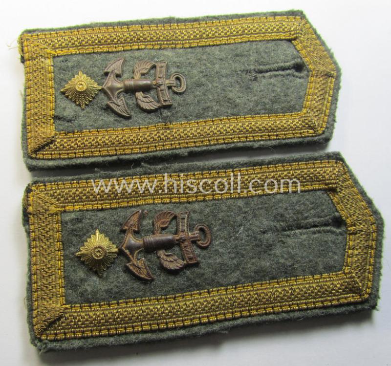 Attractive - 'period-promoted' and fully matching! - pair of 'cyphered'- (and I deem early- ie. mid-war-period) WH (Kriegsmarine) NCO-type shoulderstraps as was intended for usage by a: 'Feldwebel eines Küsten-Artillerie-Abteilungs'