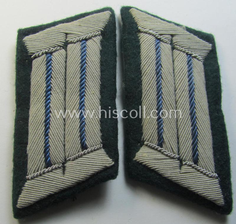 Neat - and fully matching! - pair of WH (Heeres) later-war-pattern, neatly hand-embroidered officers'-type collar-tabs (ie. 'Kragenspiegel für Offiziere') as was specifically intended for usage by an officer within the: 'TSD o. Truppensonderdienst'