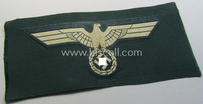 'Virtually mint ie. unissued' example of a WH (Heeres) early- (ie. pre-war-) period- and/or white-coloured breast-eagle of the: 'M36'- (ie. 'M40'-) pattern as was executed in the 'BeVo'-weave pattern on a darker-green-coloured background