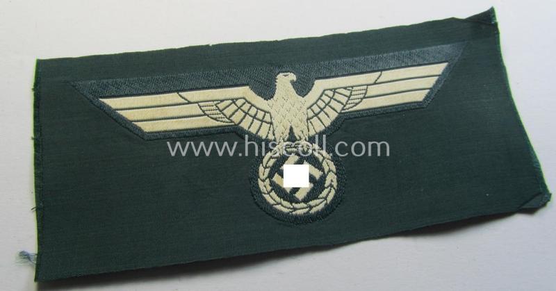 'Virtually mint ie. unissued' example of a WH (Heeres) early- (ie. pre-war-) period- and/or white-coloured breast-eagle of the: 'M36'- (ie. 'M40'-) pattern as was executed in the 'BeVo'-weave pattern on a darker-green-coloured background