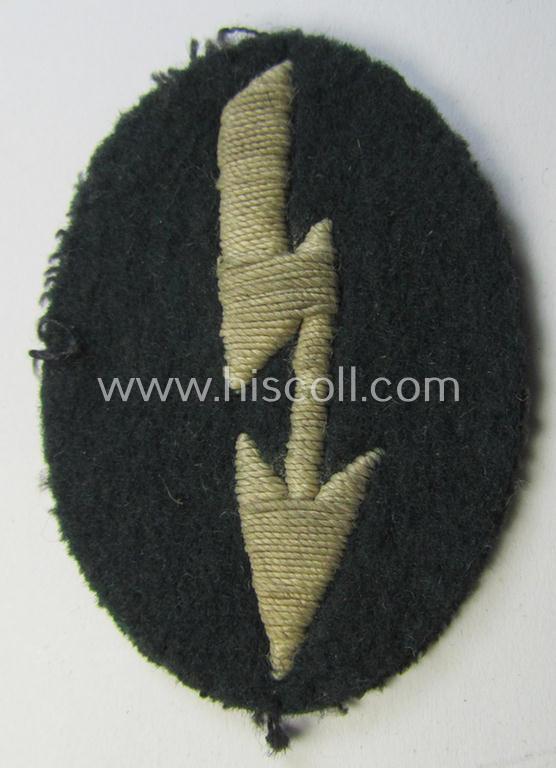 WH (Heeres) trade- and/or special career insignia ie. hand-embroidered signal-blitz (being a non-maker-marked example as executed in white linnen) as was intended for a soldier serving within the: 'Infanterie-Truppen'