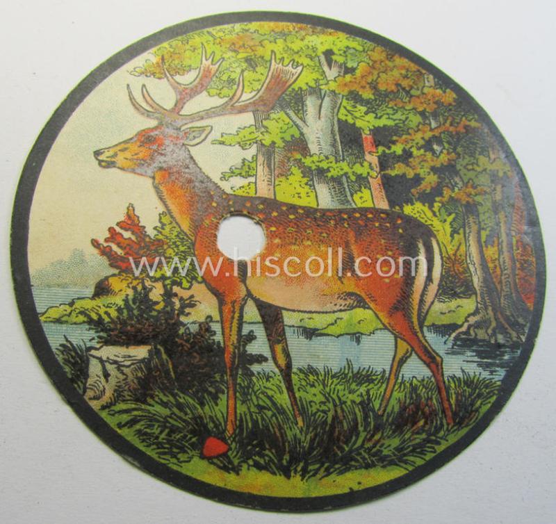 Interesting, pre-WWII-period (1937-dated) colourful, carton-based shooting-target (ie. 'Schießziel') depicting a deer as was issued to: 'Schütze Zwicker' (member within the: '1./Infanterie-Regiment 31')