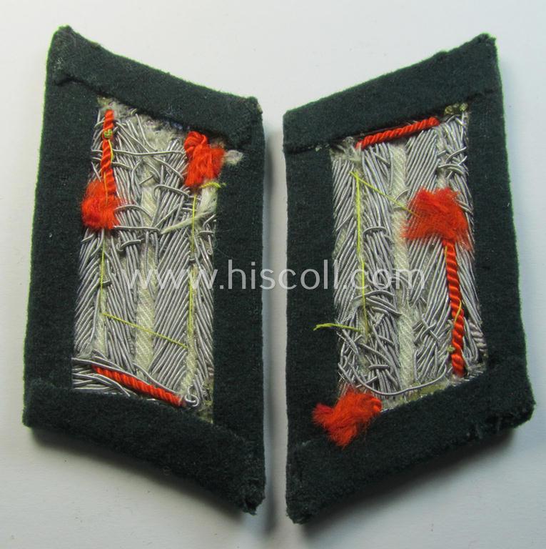Attractive - and fully matching! - pair of WH (Heeres) officers'-type collar-tabs as piped in the bright-orange- (ie. 'orangeroter'-) coloured branchcolour as was intended for an officer serving within an: 'Feldgendarmerie-Abts. o. Akademie'