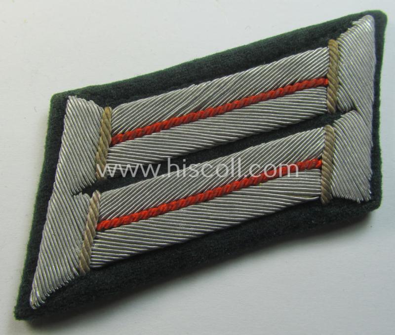 Attractive - and fully matching! - pair of WH (Heeres) officers'-type collar-tabs as piped in the bright-orange- (ie. 'orangeroter'-) coloured branchcolour as was intended for an officer serving within an: 'Feldgendarmerie-Abts. o. Akademie'