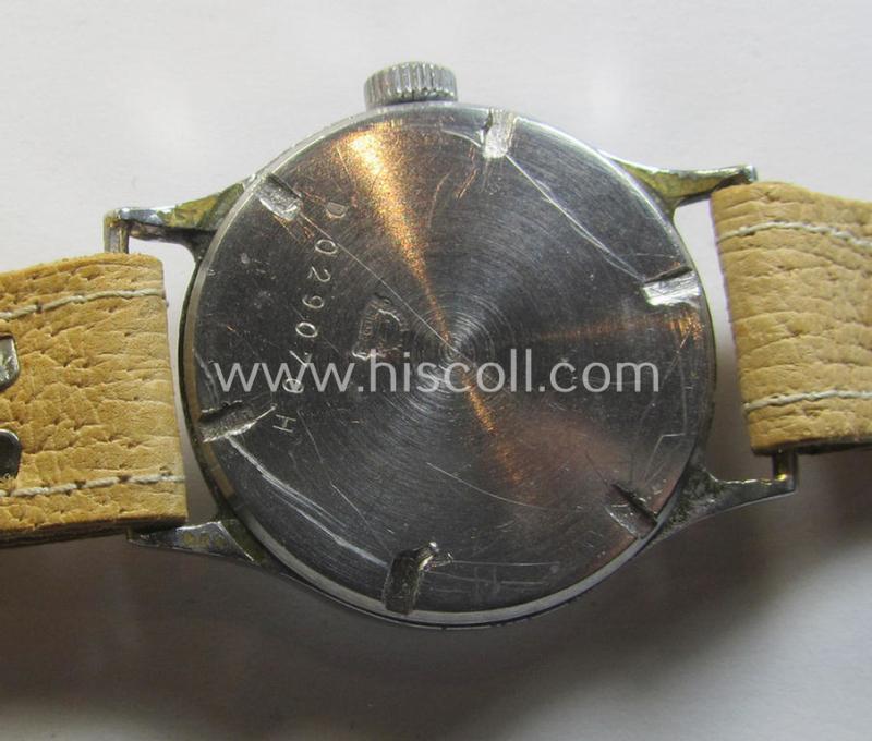 Superb - and scarcely encountered! - WH (Heeres, LW etc.) WWII-period wrist-watch (or: 'Dienstuhr') of the make: 'Helma' having an engraved number: 'D029070H' on its back (and that comes in a still functional ie. running condition)