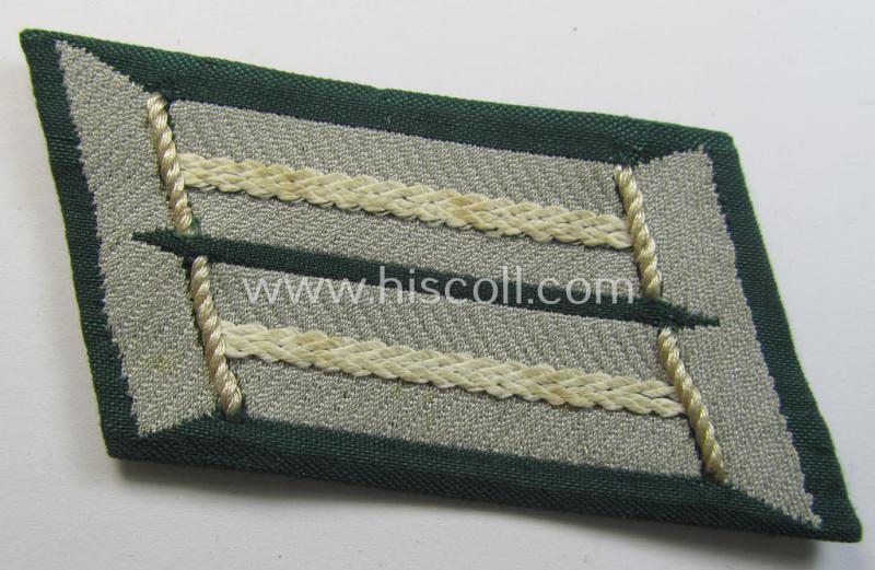 Superb, WH (Heeres) pair of (later-war-pattern) officers'-type collar-tabs (ie. 'Kragenspiegel für Offiziere') as executed in 'BeVo'-weave pattern as was intended for an officer serving within the: 'Infanterie-Truppen'