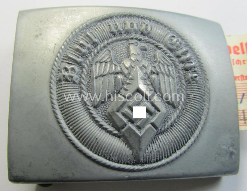 Superb - and actually rarely encountered! - 'HJ- o. Hitlerjugend'-belt-buckle being a clearly maker- (ie. 'RzM M4/45'-) marked and/or molded-example that comes in an overall wonderful- (ie. 'virtually mint'-), condition