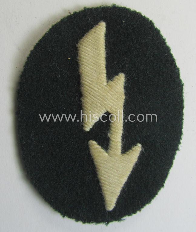 WH (Heeres) trade- and/or special career insignia ie. hand-embroidered signal-blitz (being a neatly maker-marked example as executed in white) as was intended for a soldier serving within the: 'Infanterie-Truppen'