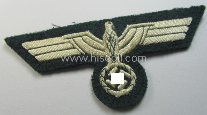Attractive - an unusually seen! - WH (Heeres) EM/NCO-type, hand-embroidered breast-eagle (ie. 'Brustadler für Mannschaften. u. Uffz.') as executed in white-coloured thread as intended for usage on the various EM/NCO-pattern tunics