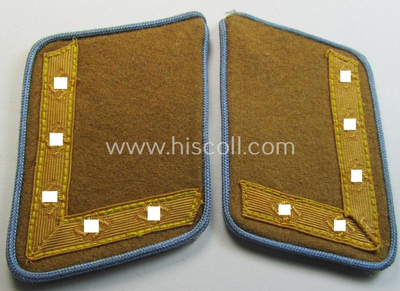 Fully matching pair of N.S.D.A.P.-type collar-patches (ie. 'Kragenspiegel für pol. Leiter') being a pair as was intended for an: 'N.S.D.A.P.-Blockleiter' at 'Orts'-level that still retains its period-attached 'RzM'-etiket