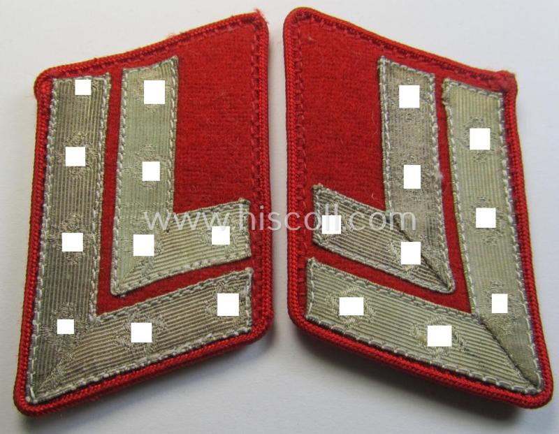 Fully matching pair of N.S.D.A.P.-type collar-patches (ie. 'Kragenspiegel für pol. Leiter') being a pair as was intended for an: 'N.S.D.A.P.-Hauptstellenleiter' at 'Gau'-level and that is void of an 'RzM'-etiket