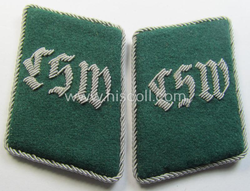 Superb - and fully matching! - darker-green-coloured- and/or woolen-based officers'-type collar-patches (ie. 'Kragenspiegel für Offiziere') as was specifically intended for officers serving within the: 'Luftschutz Warndienst'- (ie. 'LSW')