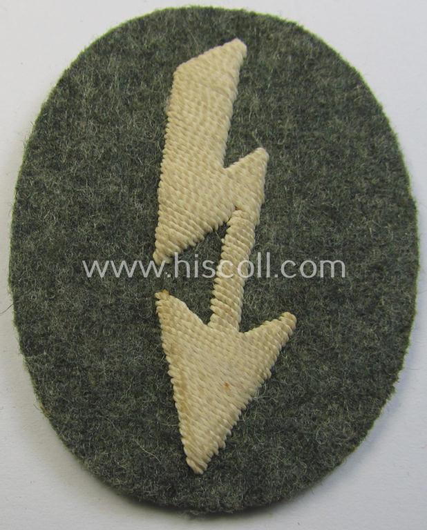 WH (Heeres) trade- and/or special career insignia ie. hand-embroidered signal-blitz (being a neatly maker- ie. 'CTG'-) marked example as executed in white) as was intended for a soldier serving within the: 'Infanterie-Truppen'