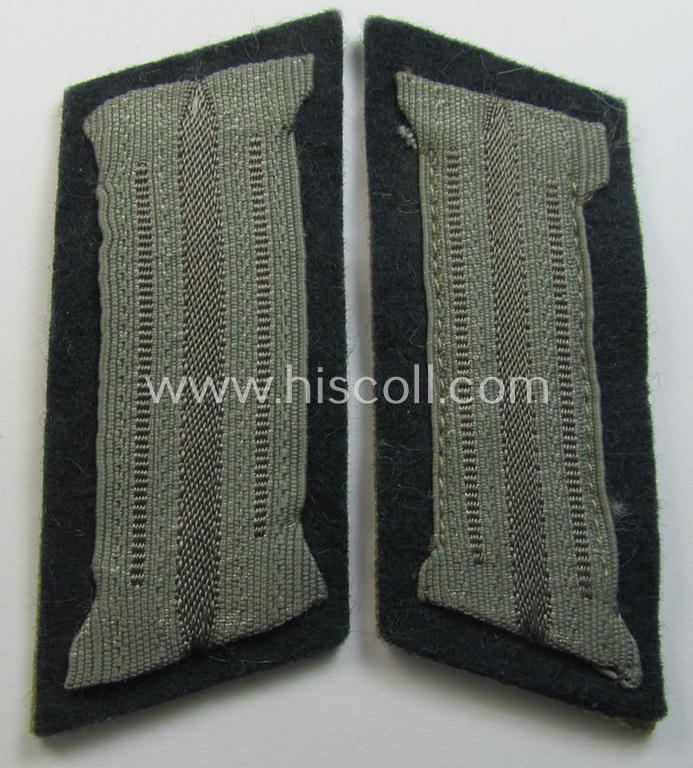 Superb - and matching! - pair of WH (Heeres) mid-war-period- and/or: 'standard-issue'-pattern WH (Heeres) collar-tabs (or: 'Einheitskragenspiegel') being of the 'generic-pattern' (that come pre-mounted onto a green-coloured, woolen-based background)