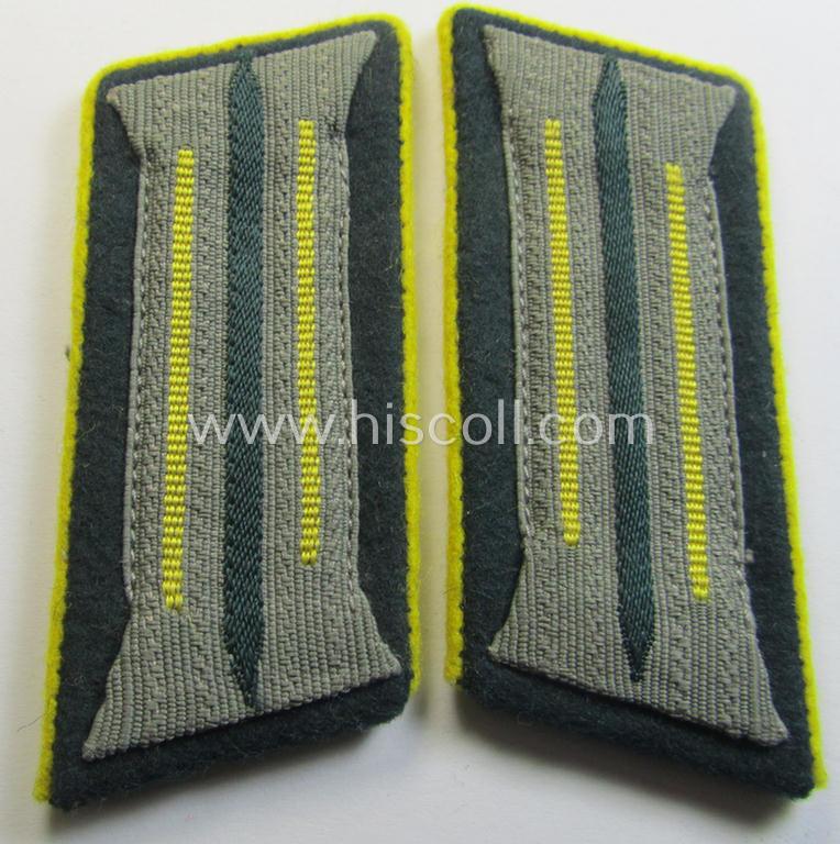 Superb - and actually rarely encountered! - pair of fully matching, enlisted- (ie. NCO-) type collar-tabs (having the bright-yellow-toned branchcolour and dito piping!) as was specificially intended for usage by an army-related: 'Feldpost'-staff-member