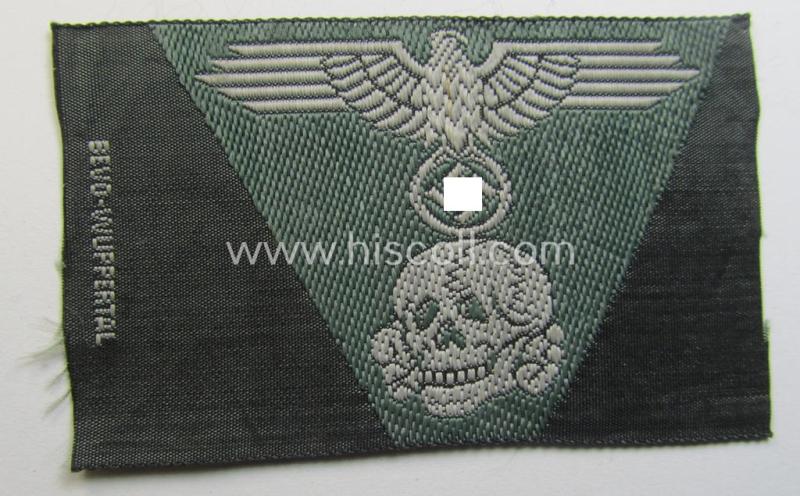 Superb - and simply never used nor cap-attached - Waffen-SS field-grey-coloured, M43-pattern cap-trapezoid as was intended for usage on the M43-model field-caps (ie. 'Einheitsfeldmützen') that comes in a 'virtually mint- ie. unissued', condition