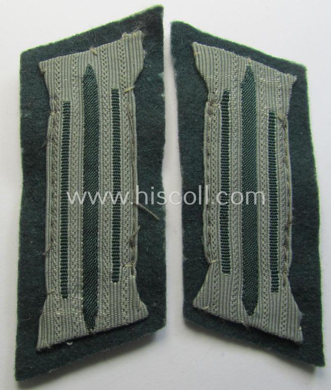 Attractive - and matching! - pair of WH (Heeres) mid-war-period- and/or: 'standard-issue'-pattern WH (Heeres) collar-tabs (or: 'Einheitskragenspiegel') being of the 'generic-pattern' (that come pre-mounted onto a woolen-based background)