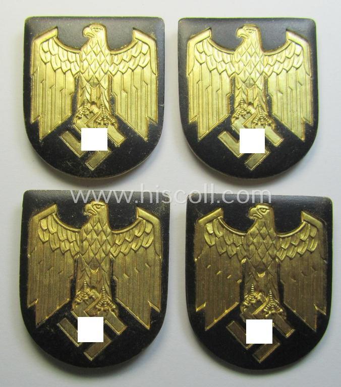 Superb, WH (KM) tropical- (ie. 'DAK'- or: 'Deutsches Afrikakorps'-) related- and/or zinc-based, eagle-'pith-helmet'-shield being a maker- (ie. 'G.B.-41'-) marked example that comes in a very nice- (ie. 'virtually mint- ie. unissued'-), condition