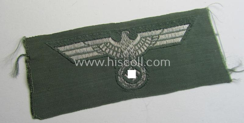 Superb - and not that easily encountered! - WH (Heeres) 'flatwire'-woven, officers'-type overseas cap-eagle (ie. 'Offiziersadler für Schiffchen') as was also intended for usage on the: 'Knautschmützen o. Alter-Art-Schirmmützen' ie. visor-caps