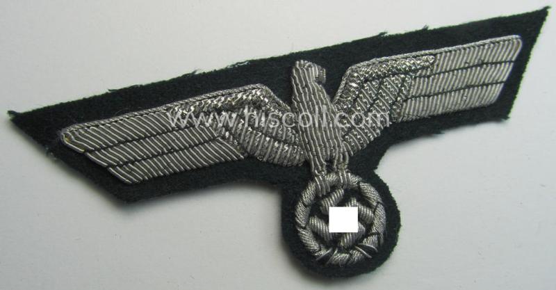 Attractive - and never used! - WH (Heeres) officers'-type, hand-embroidered breast-eagle (ie. 'Brustadler für Offiziere') as was executed in bright-silverish-coloured braid as was intended for usage on the various officers'-pattern tunics