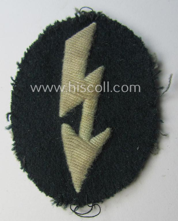 Truly used WH (Heeres) trade- and/or special-career insignia ie. hand-embroidered signal-blitz (being a non-maker-marked example as executed in white) as was intended for a soldier serving within the: 'Infanterie-Truppen'