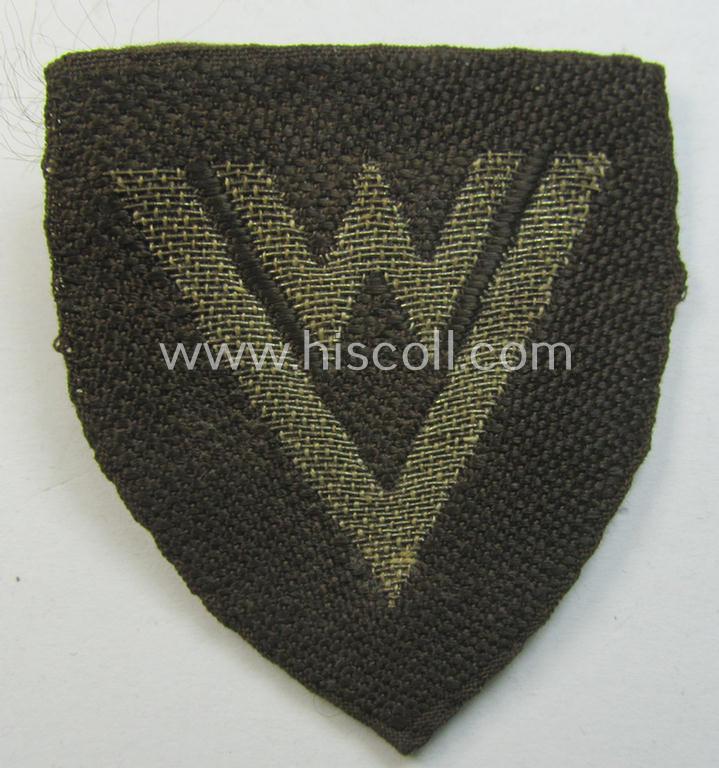 Superb - and rarely found! - officers'-pattern, RAD (ie. 'Reichsarbeitsdienst') trade- and/or special-career-insignia showing an upward-positioned 'VW'-sign as executed in 'flatwire'-woven thread (ie. denoting 'Verwaltung in Abteilungen'-staff)