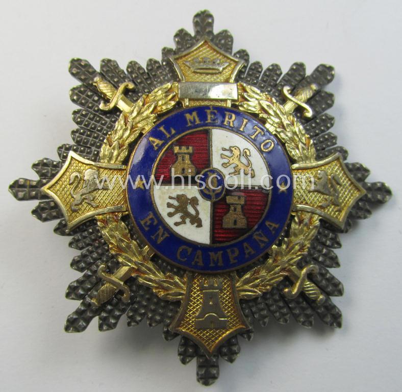 Superb - high-quality and Spanish-issued- (ie. Spanish Civil-War-related) - commemorative breast-star (ie. 'Bruststern') called: 'Al Merito en Campaña' that comes in a wonderful and just moderately used ie. worn, condition