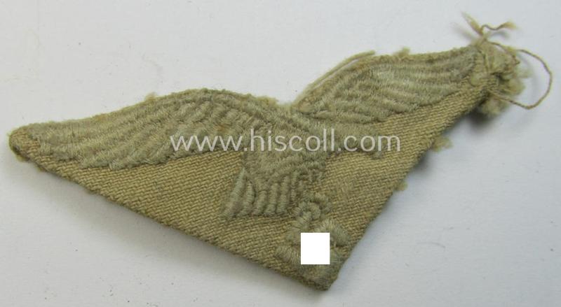 Superb - clearly used and/or cap-removed! - WH (Luftwaffe) 'tropical-issued' cap-eagle as was specifically intended for usage onto the tropical-styled LW side-caps (ie. 'Schiffchen')