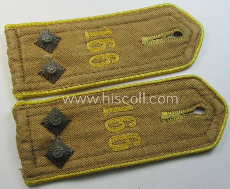 Attractive - and fully matching! - pair of early-pattern: 'Nachrichten-HJ' (ie. 'Hitlerjugend') shoulderstraps as intended for usage by a: 'Scharführer' who was attached to the: 'Bann 166' (Bann 166 = 'Bann Main u. Obertaunus')