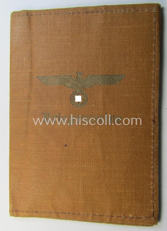 Superb - and with certainty unusually seen! - TR-period, yellowish-brown-coloured- and/or linnen-based so-called: protective-cover (ie. 'Hülle') as was intended for storage of a: 'Kriegsmarine-Dienstausweis' (or: naval ID-document- ie. card)