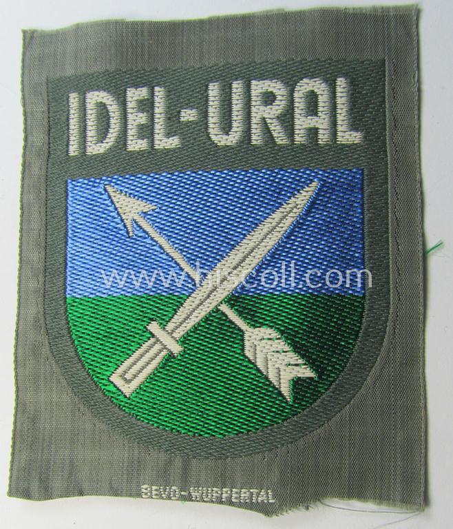 Attractive - multi-coloured- and 'BeVo'-woven - armshield (ie. 'Ärmelschild') entitled: 'Idel-Ural' as was intended for usage by a volunteer serving within the 'Volga-Tartar Legion') and that comes in a 'virtually mint- ie. unissued', condition