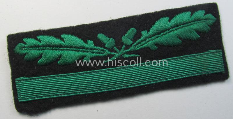 Attractive, Waffen-SS officers'-pattern, rank-insignia-bar (as was specifically intended for usage on the camouflaged-attire) as was used by an officer holding the rank of: 'Leutnant' (ie.: 'Waffen-SS Untersturmführer')