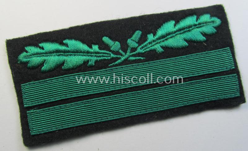 Attractive, Waffen-SS officers'-pattern, rank-insignia-bar (as was specifically intended for usage on the camouflaged-attire) as was used by an officer holding the rank of: 'Oberleutnant' (ie.: 'Waffen-SS Obersturmführer')