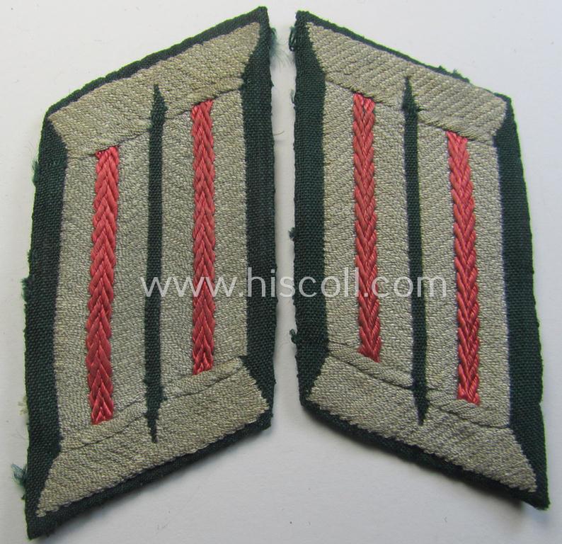 Attractive, WH (Heeres) pair of (later-war-pattern) officers'-type collar-tabs (ie. 'Kragenspiegel für Offiziere') as executed in 'BeVo'-weave pattern as was intended for an officer serving within the: 'Panzer- o. Panzerjäger-Truppen'