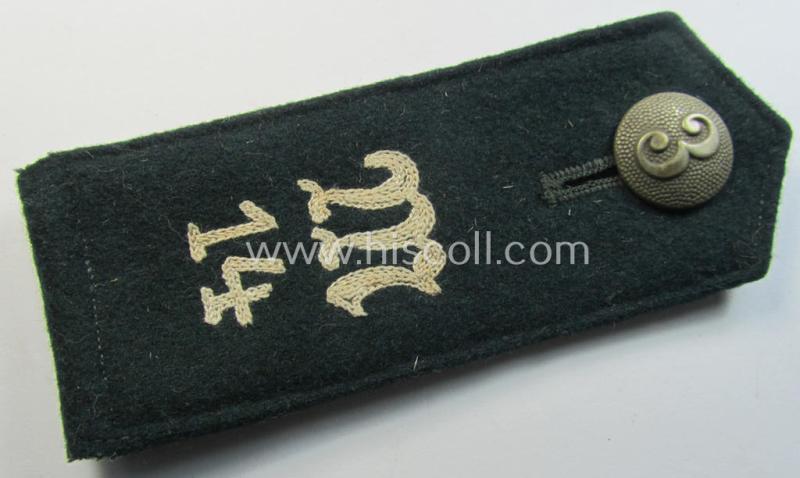 Superb - albeit single! - example of an early-period (ie. 'M36- o. M40'-pattern and pointed-styled), WH (Heeres) 'cyphered', EM-type shoulderstrap as was intended for a: 'Soldat des Inf.-Maschinengewehr-Abts. 14'