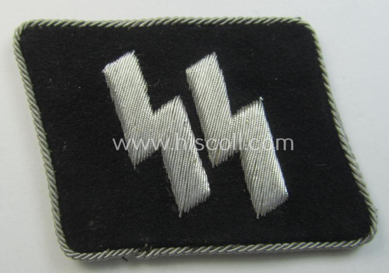 Superb - rarely encountered and neatly hand-embroidered! - 'Waffen-SS' officers'-pattern 'runes'-collar-tab (ie. 'Kragenspiegel für Führer der Waffen-SS') that comes in a wonderful- (ie. 'virtually mint'!), condition