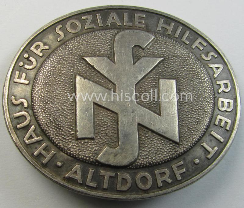 Superb - and rarely encountered! - membership-brooch (ie. 'Mitgliedsbrosche') as intended for a member serving within the: 'Nationalsocialistische Schwesternschaft o. N.S.S.') showing a unique engraved (low!) bearers'-numeral: '35'