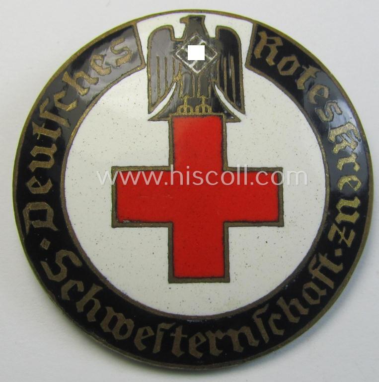 Superb, DRK (ie. 'Deutsches Rotes Kreuz') so-called: nurses'-badge entitled: 'Schwesternschaft' being a desirable, larger-sized version showing an engraved bearers'-number: ('563') and towns'-name: ('Dresden')