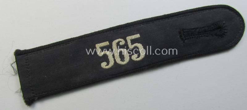 Attractive - and naturally single! - black-piped, so-called: 'DJ- o. Deutsches Jungvolk' shoulderstrap as was intended for usage by a: 'DJ-Mitglied' who served within the: 'Bann 565' (565 = 'Spittal')