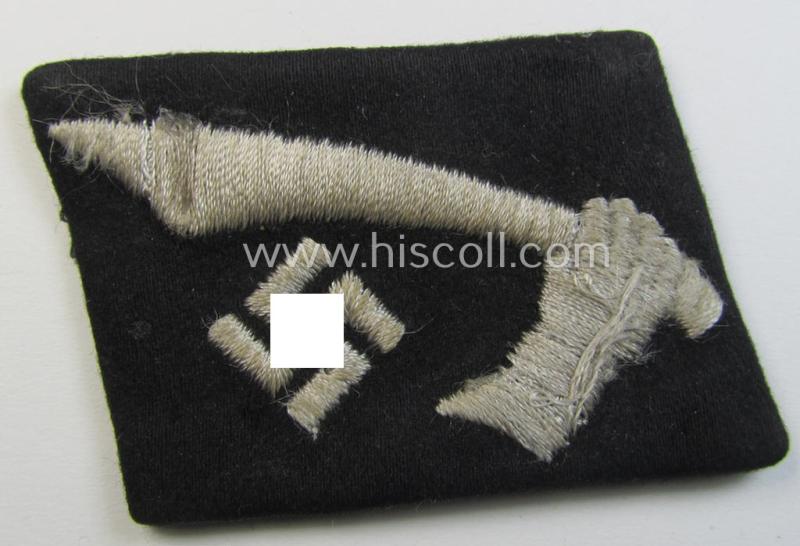 Attractive - and I deem used! - Waffen-SS, so-called: 'RzM-styled', enlisted-mens'- ie. NCO-type collar-tab as was specifically intended for usage by soldiers (ie. NCOs) of the: '13. Waffen-Gebirgs-Division der SS 