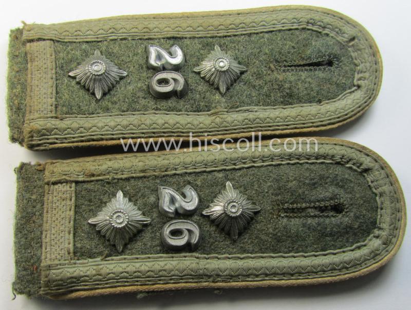 Superb - and matching! - pair of 'cyphered' WH (Heeres) NCO-type (ie. 'M40- o. M43'-pattern) shoulderstraps as piped in the white- (ie. 'weisser'-) coloured branchcolour as was intended for usage by an: 'Oberfeldwebel des Infanterie-Rgts. 26'