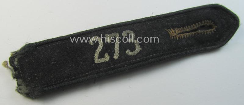 Neat - and naturally single! - black-piped, so-called: 'DJ- o. Deutsches Jungvolk' shoulderstrap as was intended for usage by a: 'DJ-Mitglied' who served within the: 'Bann 273' (273 = 'Kalenberg/Hannover Süd')