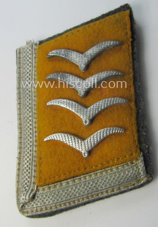 Superb - regrettably single but very desirable! - WH (Luftwaffe) NCO-type collar-tab (ie. 'Kragenspiegel') as was intended for usage by a: 'Feldwebel eines Flieger- o. Fj-Abts. o. Rgts.' and that comes as clearly 'cut-off-a-tunic'