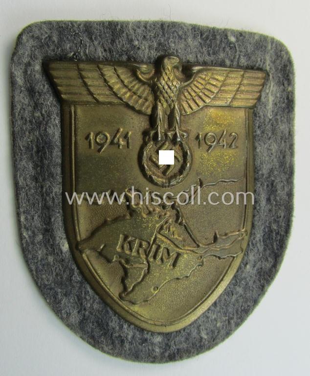 Attractive - and simply never worn! - WH (Luftwaffe) 'Krim'-campaign-shield (as was produced by a by me unidentified maker) and that comes in a presumably issued - albeit still 'virtually mint', condition
