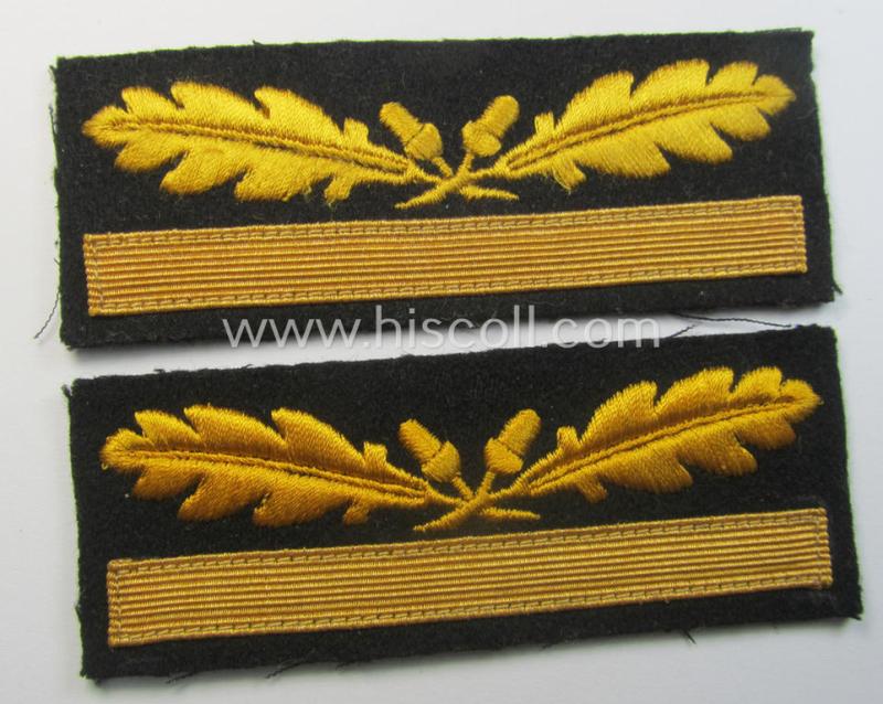 Superb - and fully matching! - pair of general-officers'-pattern, WH (Heeres o. Waffen-SS) rank-insignia-bars (for usage on the camouflaged-uniforms) as was used by a general-officer holding the rank of: 'Generalmajor' (ie.: 'SS Brigadeführer')
