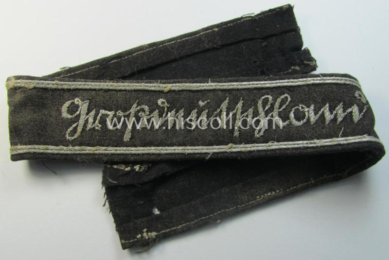 Superb - and truly worn! - example of a WH (Heeres) cuff-title ie. armband (ie. 'Ärmelstreifen') entitled: 'Grossdeutschland' (being a neatly hand-embroidered, 'standard-issue'-pattern example that was specifically intended for officers'-usage)