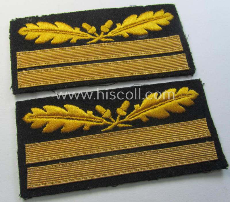 Superb - and fully matching! - pair of general-officers'-pattern, WH (Heeres o. Waffen-SS) rank-insignia-bars (for usage on the camouflaged-uniforms) as was used by a general-officer holding the rank of: 'Generalleutnant' (ie.: 'SS Gruppenführer')