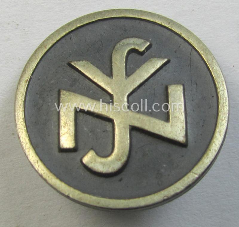 Attractive, so-called: N.S.V. (ie. 'Nationalsocialistische Volkswohlfahrt') membership-lapel-pin being an 'RzM - 34'-marked example as executed in silverish-black-toned 'Buntmetall'